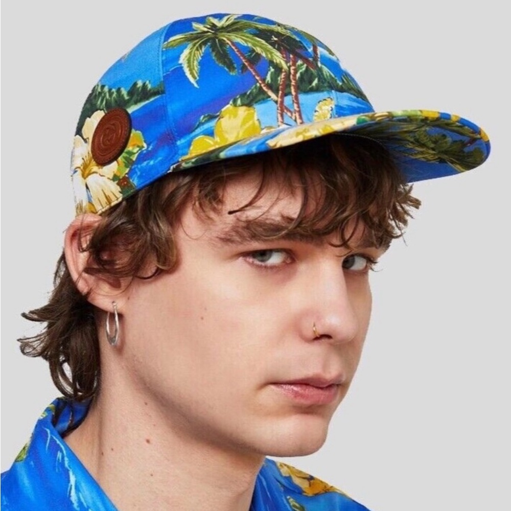 GUCCI TROPICAL FUN SUMMER BASEBALL CAP, COTTON WITH ADJUSTABLE LEATHER CLOSURE - Picture 12 of 14